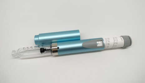 Self-injecting peptide pen, cap, needle